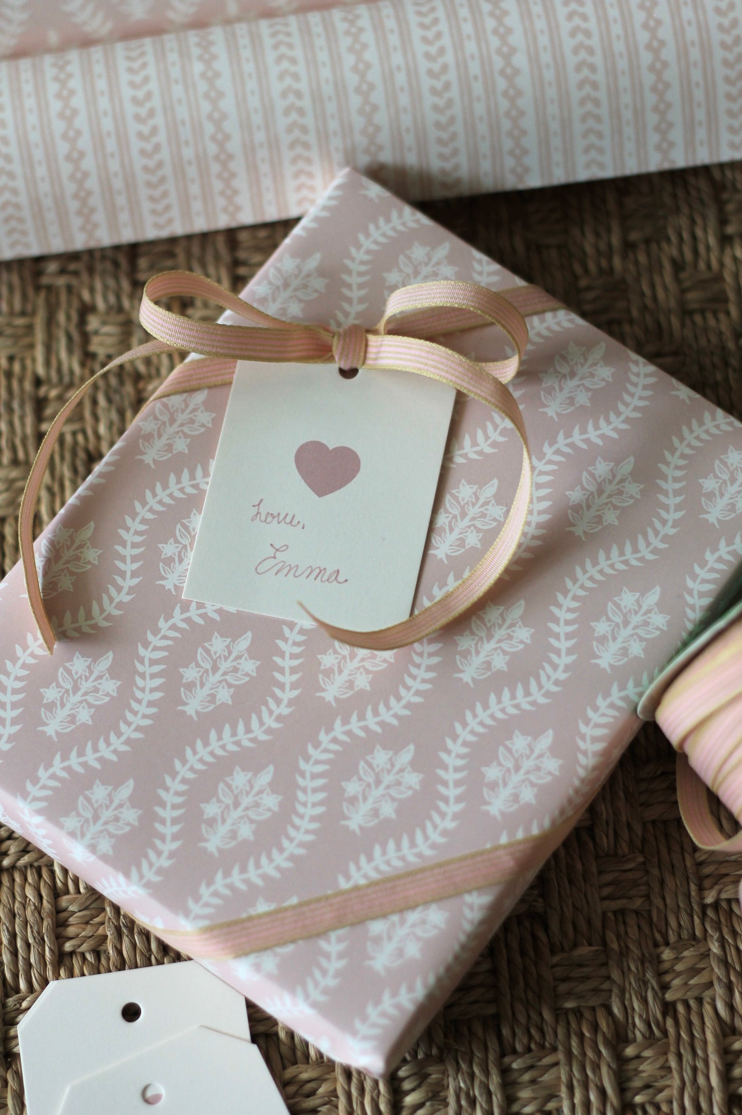 Beige & Light Pink Stripe Ribbon