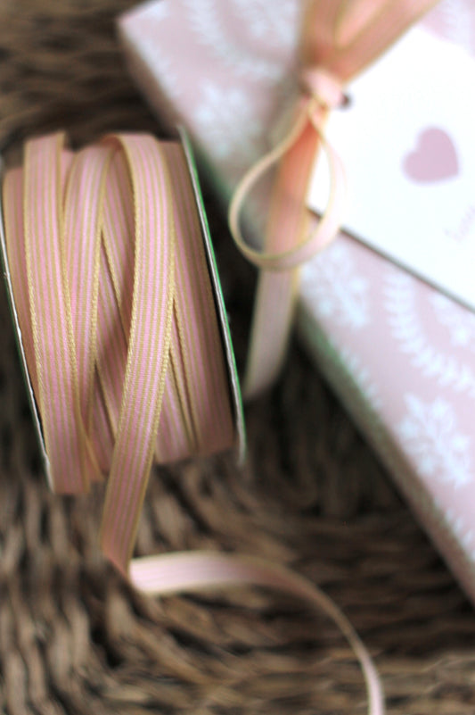 Beige & Light Pink Stripe Ribbon