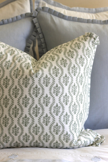 Scallop Dahlia in Spruce Pillow Cover with Same Fabric Flange | 3 sizes