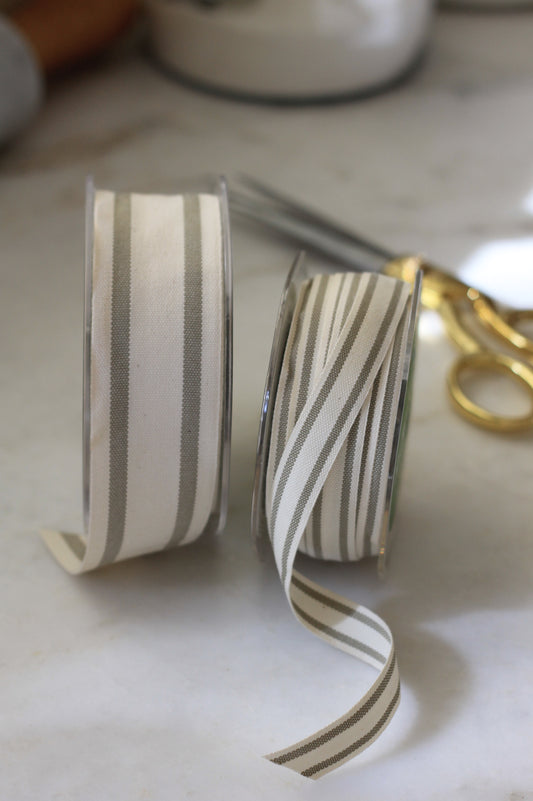 Cotton Striped Ribbon - Natural