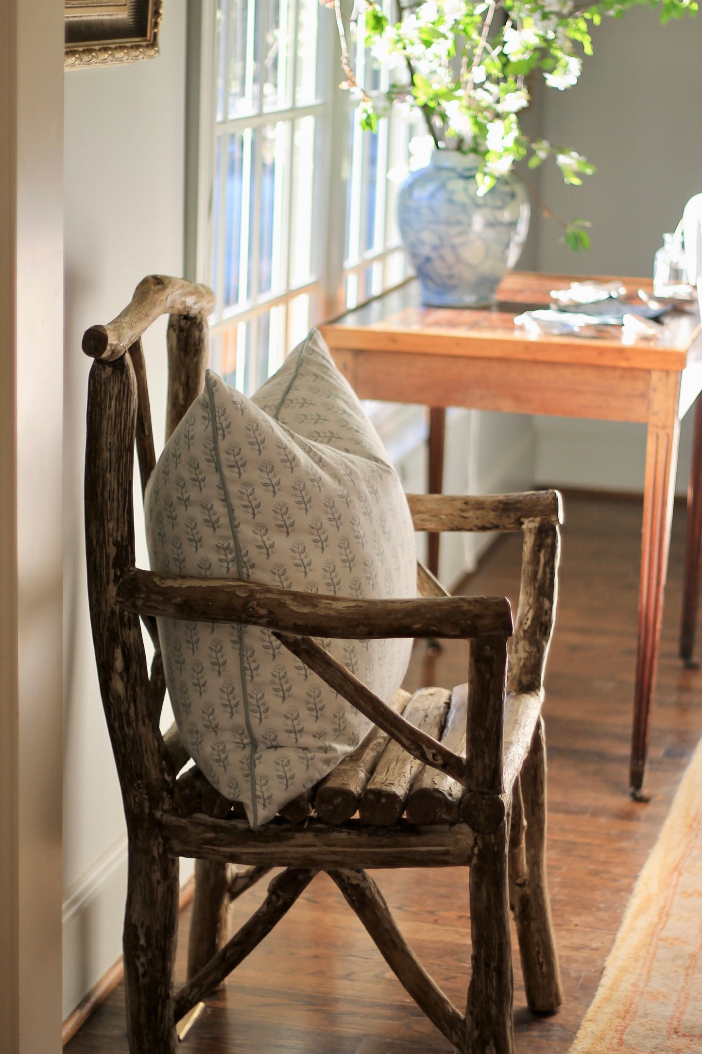 Privet Sprig Pillow Covers in Seaglass