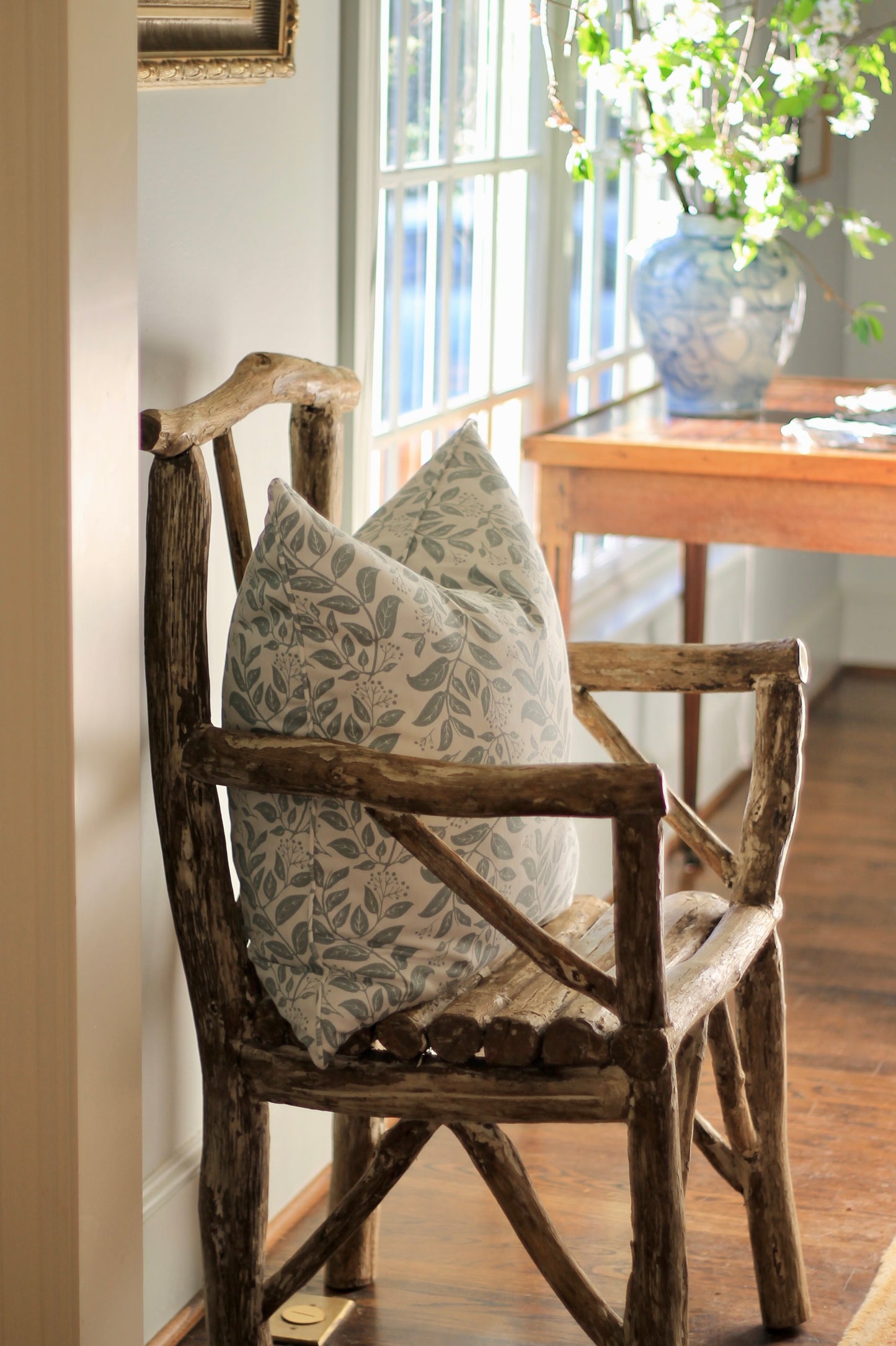 Privet Hedge Pillow Covers in English Blue