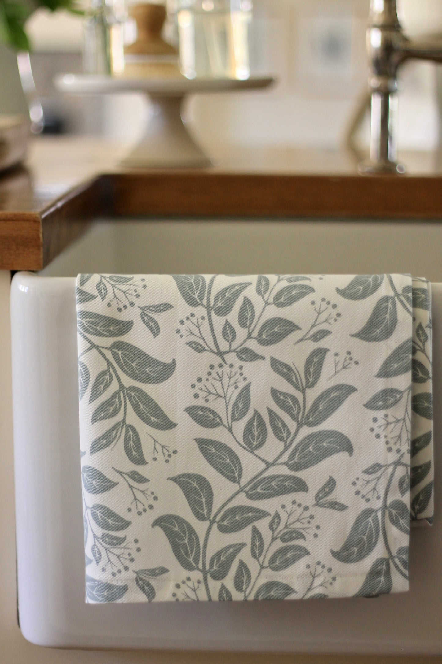 Privet Hedge Tea Towels in English Blue