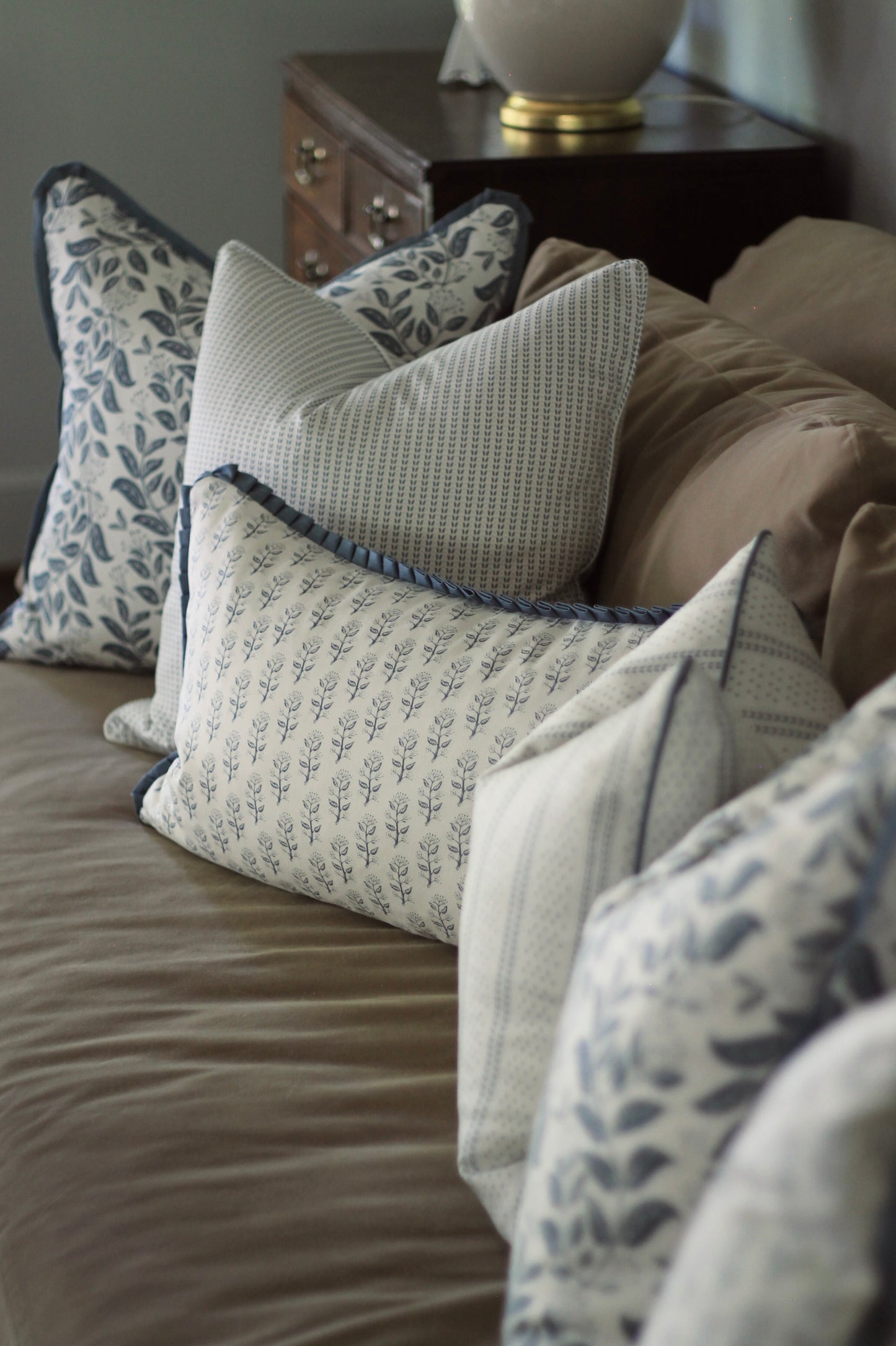 Dot & Leaf Pillow Covers in Navy | 3 sizes