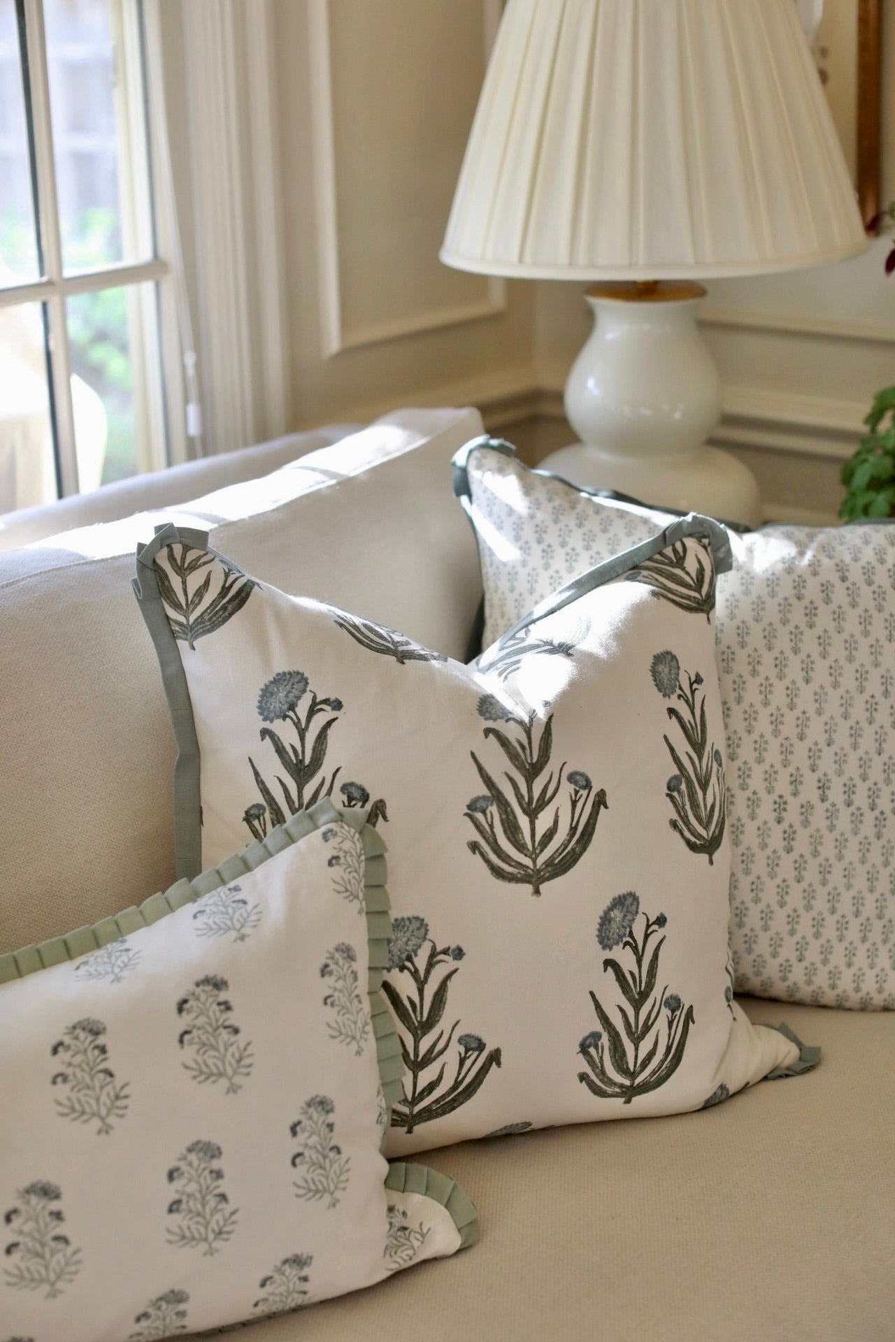 Amanda in Blue Pillow Covers