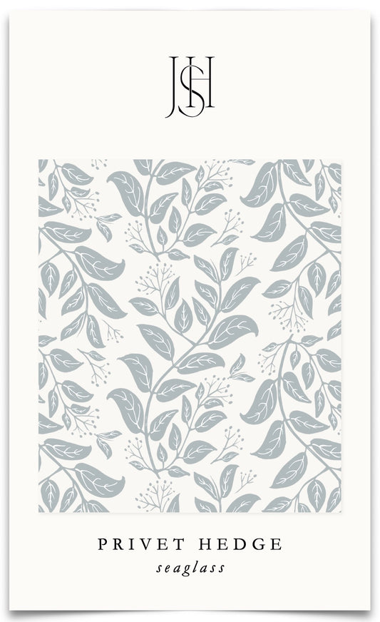 Privet Hedge in English Blue Fabric by the Yard