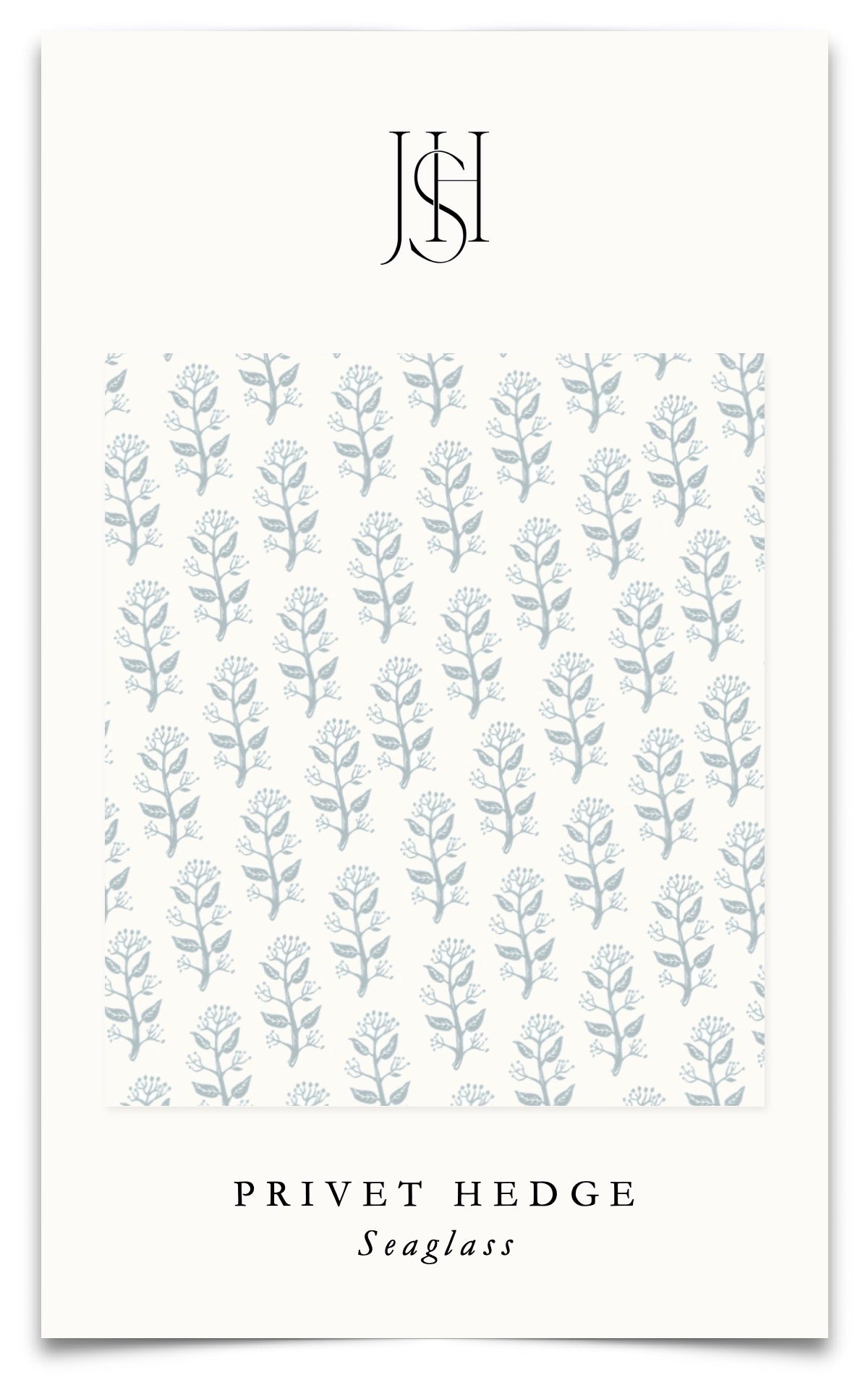 Privet Sprig in English Blue Fabric by the Yard