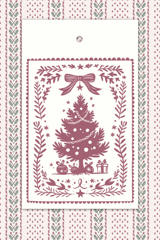 Woodblock Print Tree Tags