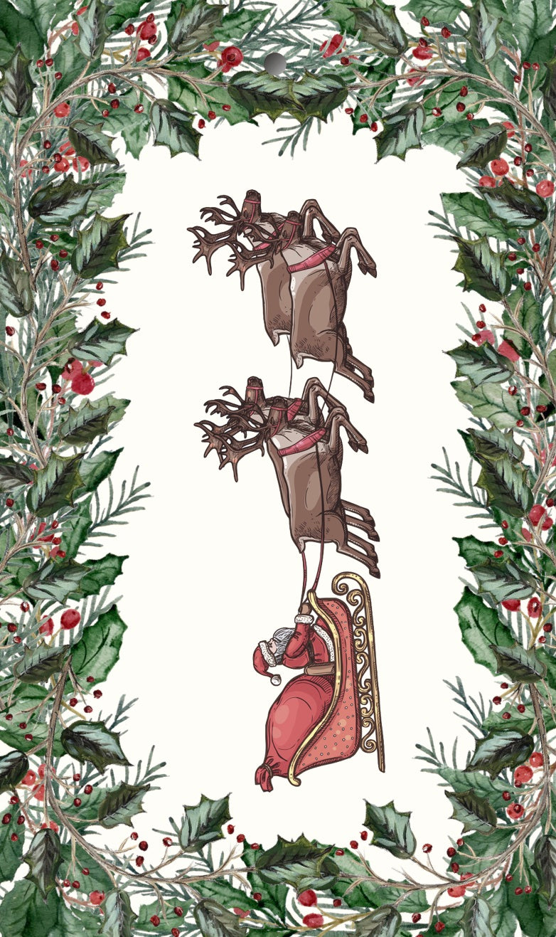 Santa & His Sleigh Large Tags - Set of 10