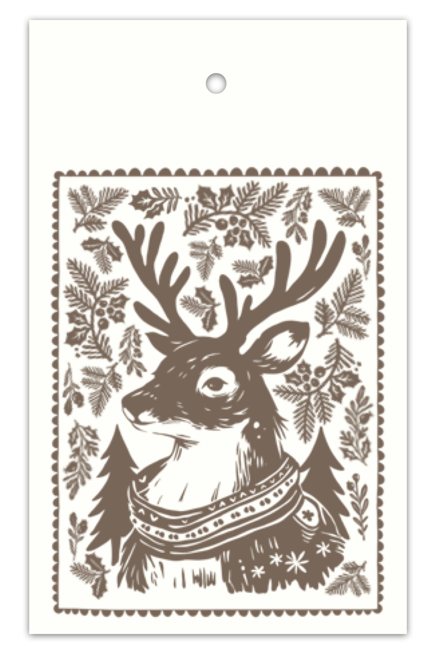 Block Print Deer Tags