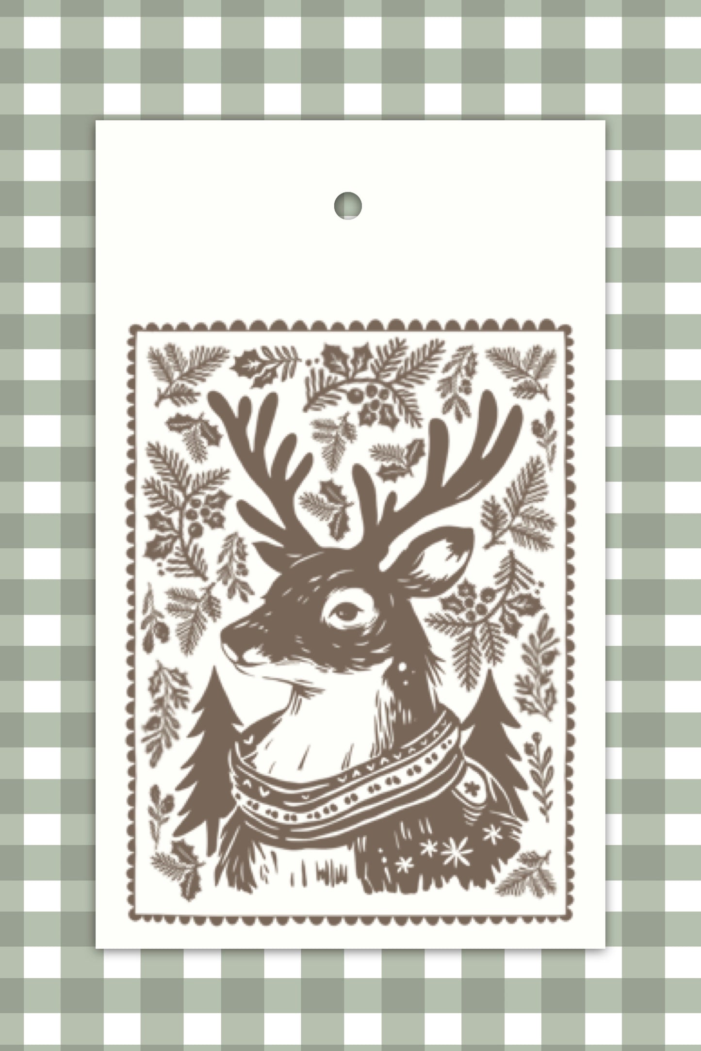 Block Print Deer Tags