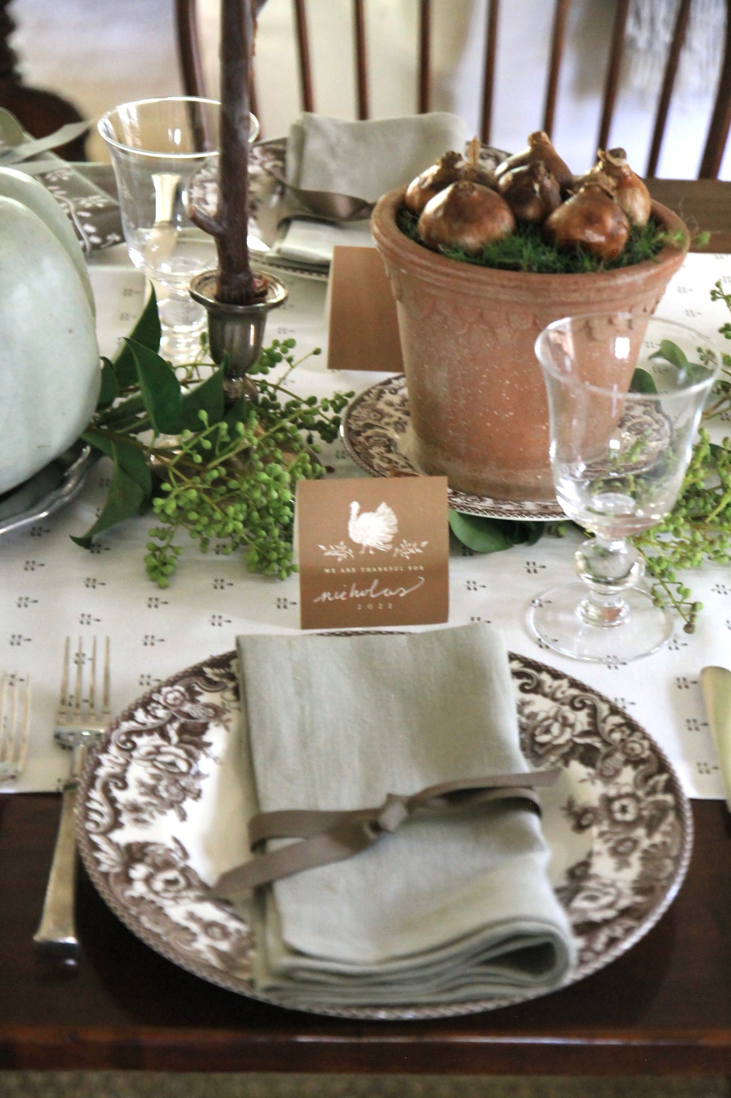 English Green Linen Napkins