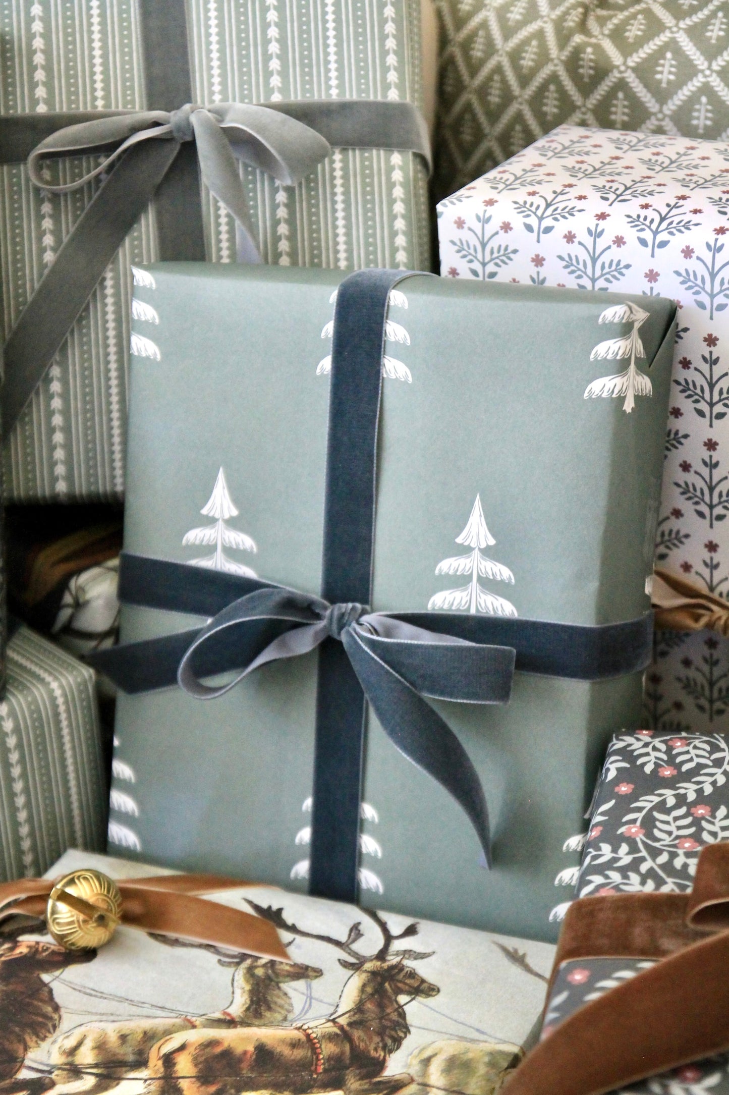 Luxury Velvet Ribbon | Blue Spruce Grey