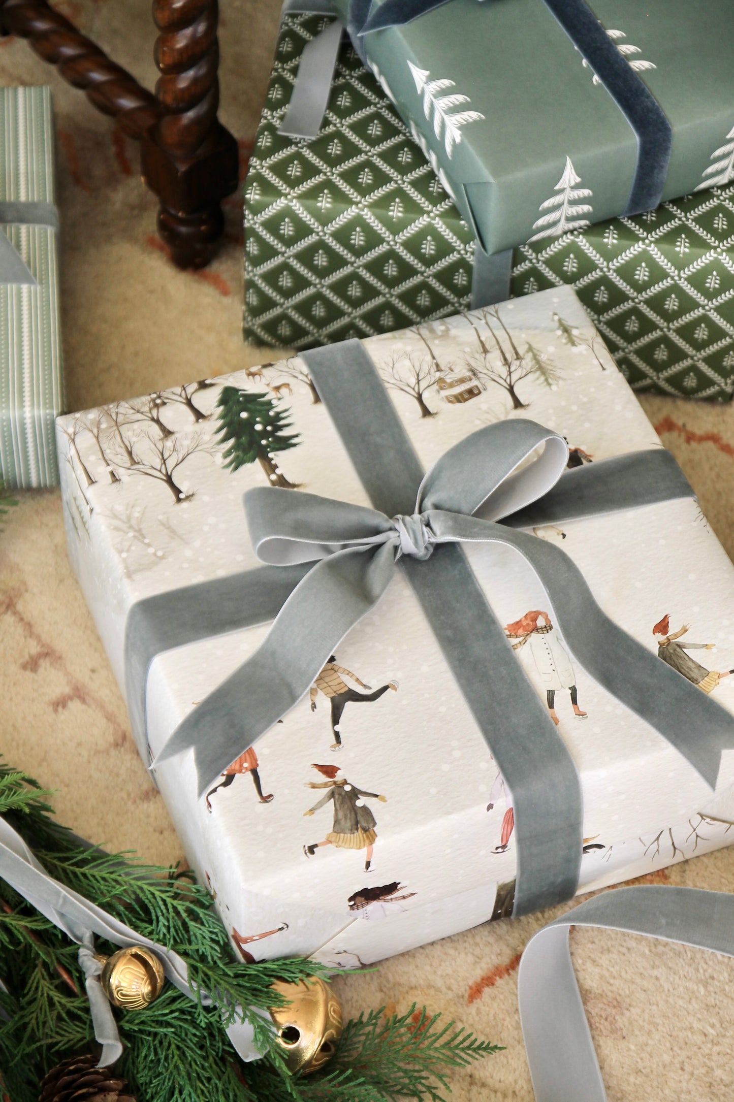 Ice Skating Scene Wrapping Paper