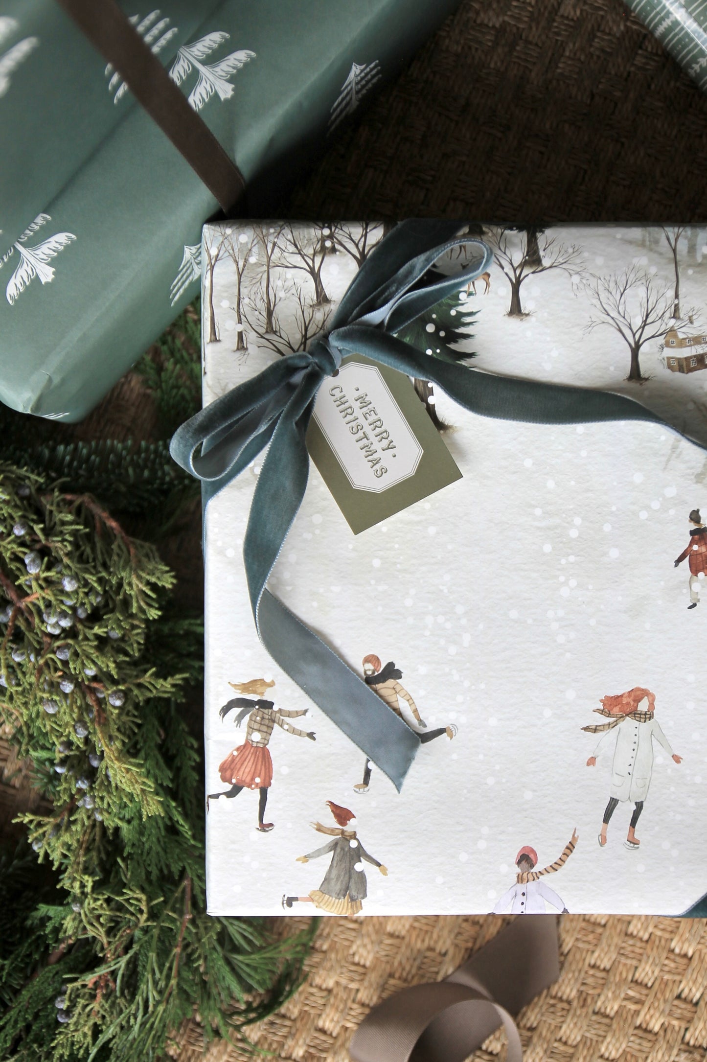 Ice Skating Scene Wrapping Paper