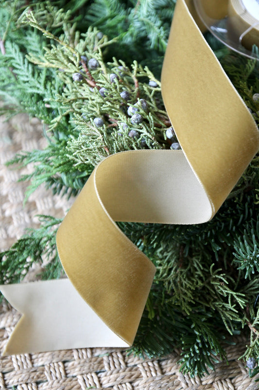 Luxury Velvet Ribbon | Antique Gold