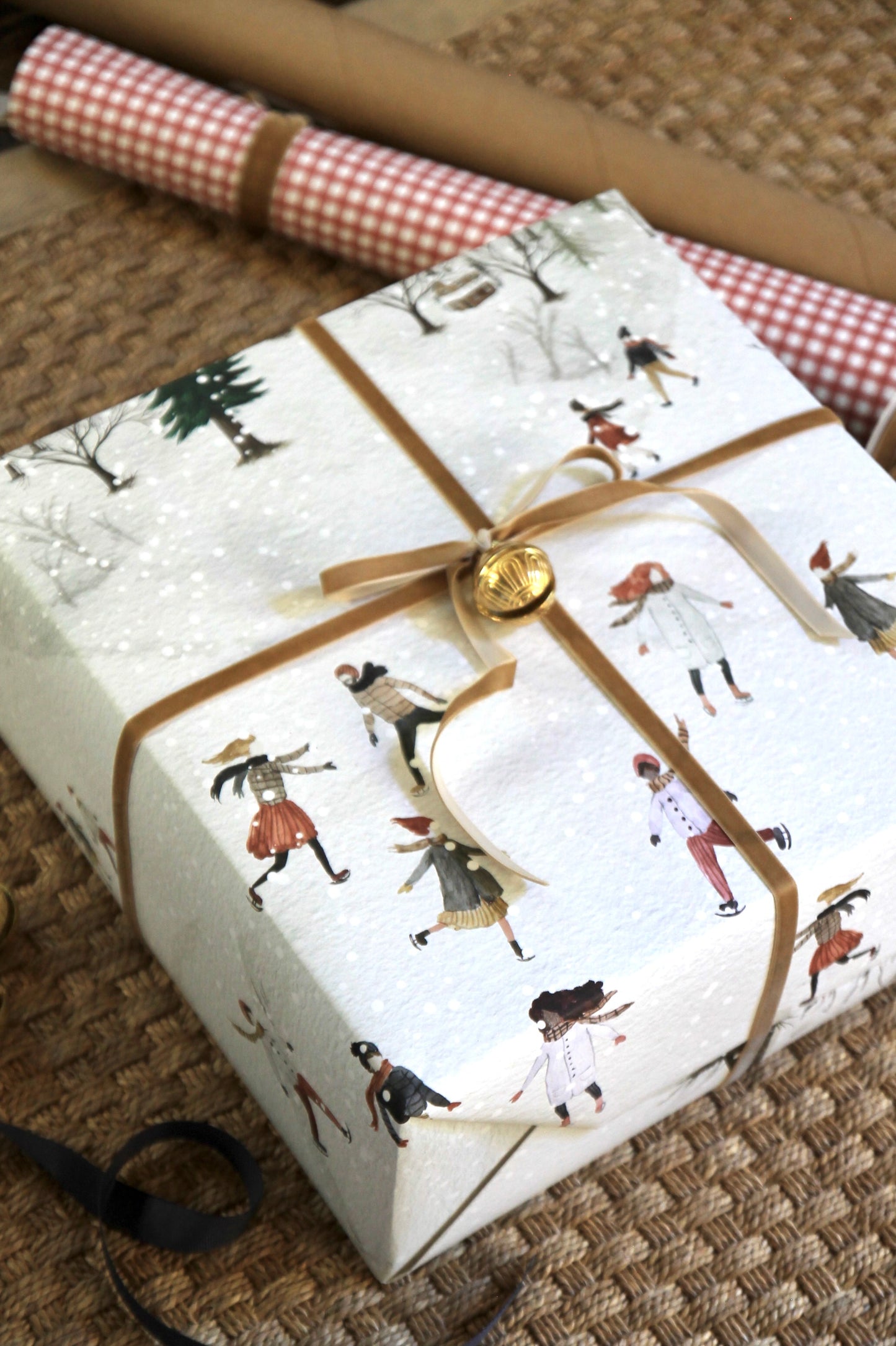 Ice Skating Scene Wrapping Paper