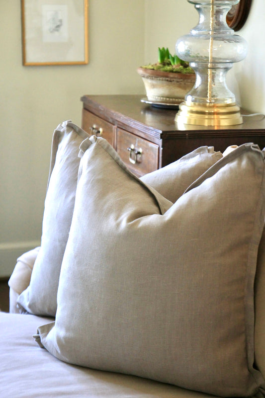 English Grey Linen Pillow Covers