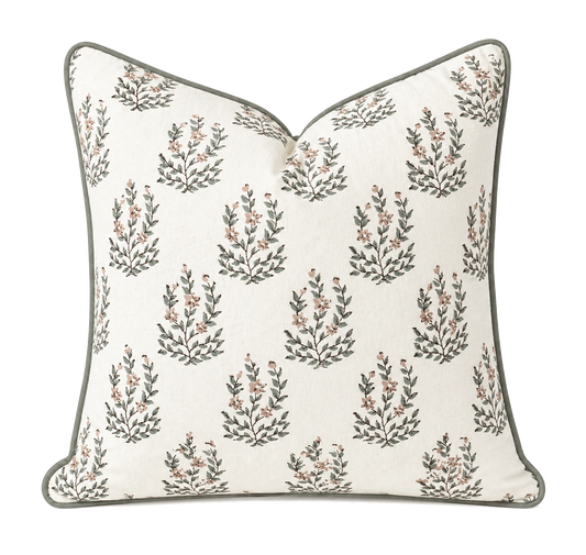 Marcella Pillow Covers | Green Piping