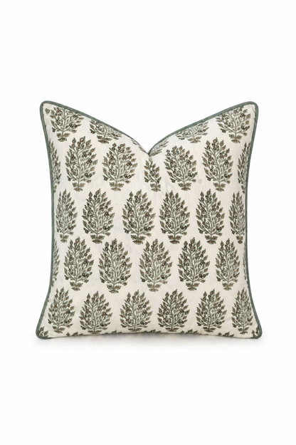 Hydrangea in Slate Pillow Covers with Spruce Trim | 3 sizes