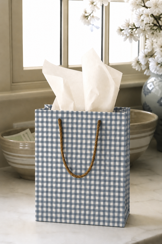 Henry Gingham in Navy Gift Bag, set of 2