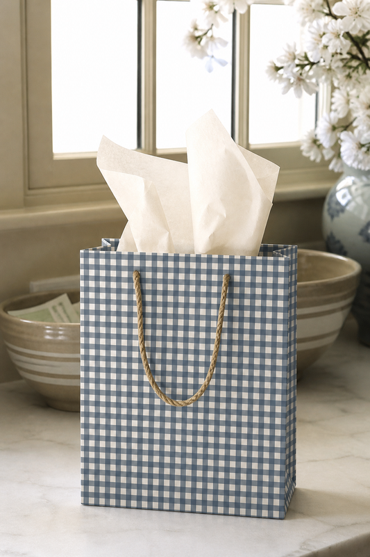 Henry Gingham in Navy Gift Bag, set of 2