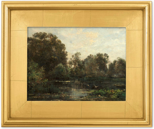 French Landscape "River Landscape with Storks"