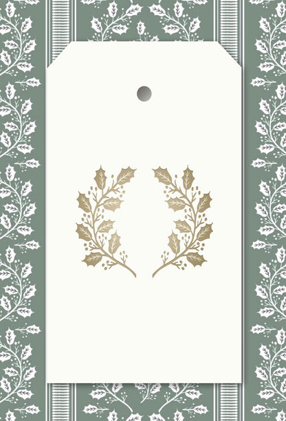 Gold Letterpress Laurel Wreath Tags - Set of 10