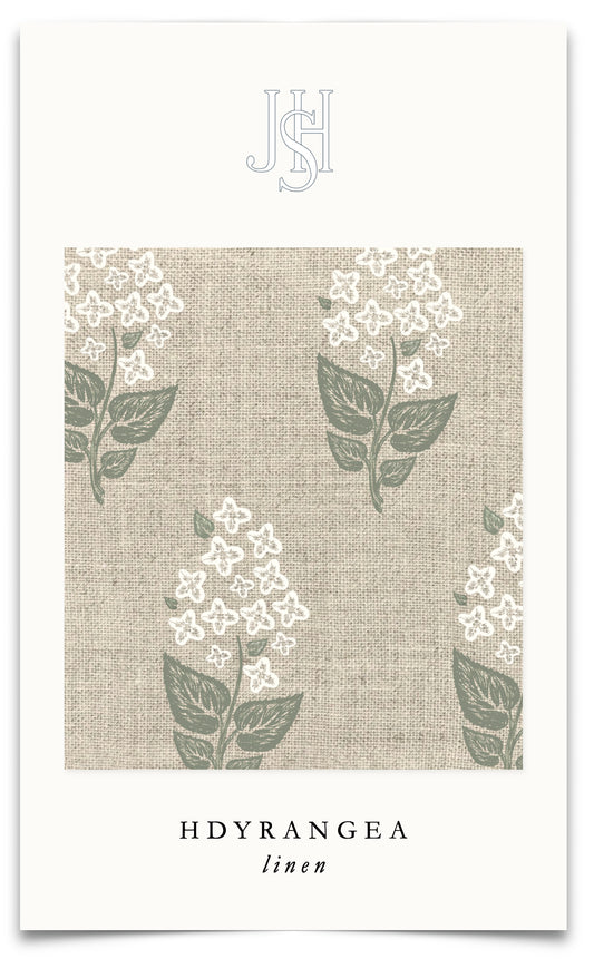 Linen Hydrangea Fabric by the Yard