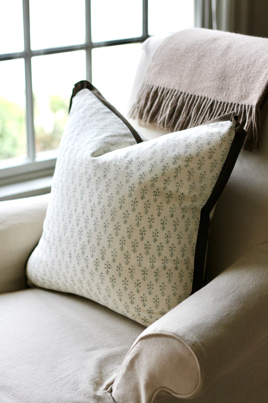 Emma in Slate Pillow Covers | Walnut Trim
