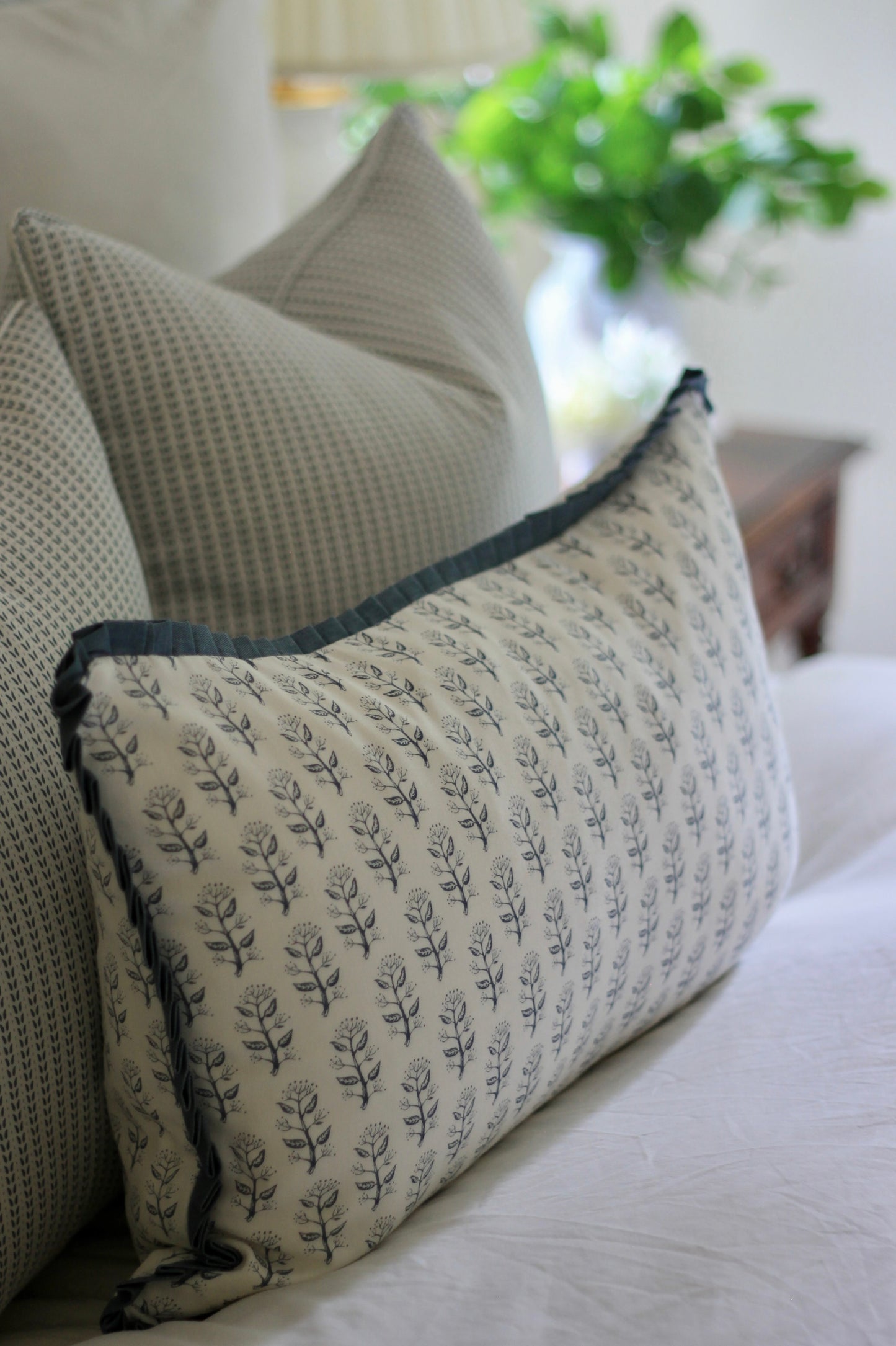 Privet Sprig Pillow Covers in Navy | 3 sizes