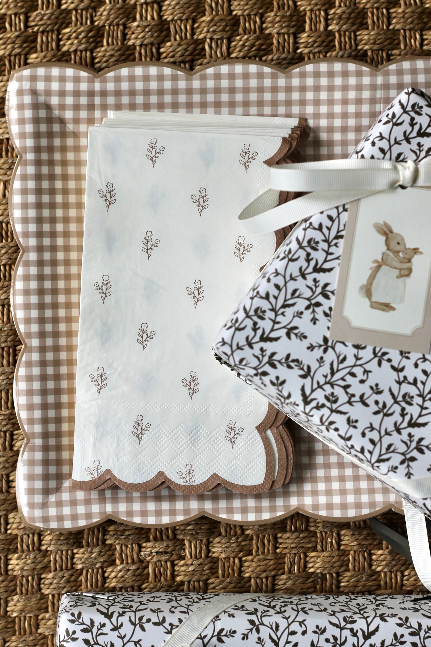 Light Brown Gingham Paper Plates