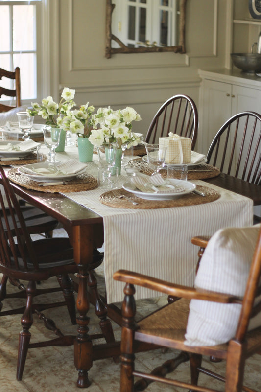 Cream Ticking Stripe Napkins & Table Linens