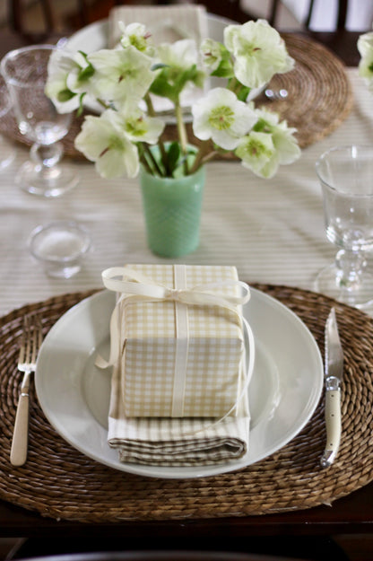 Cream Ticking Stripe Napkins & Table Linens