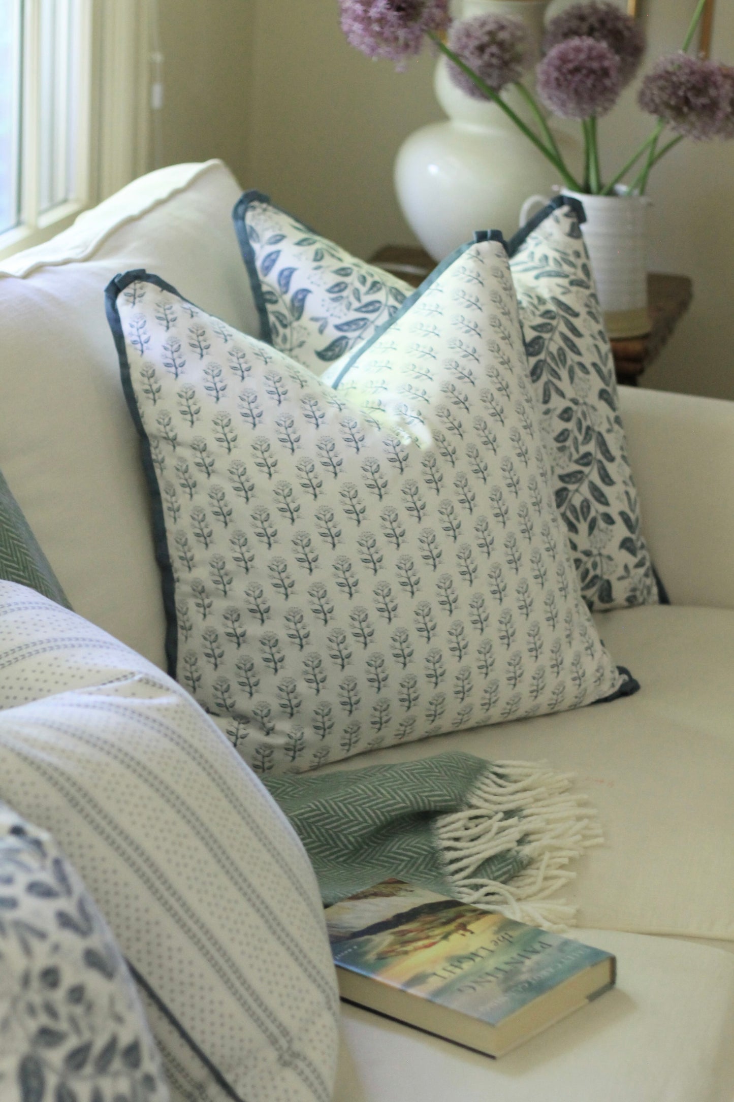 Privet Sprig Pillow Covers in Navy | 3 sizes