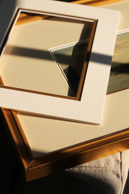 Gold Accent Mat Boards - Beige Textured with Gold Interior