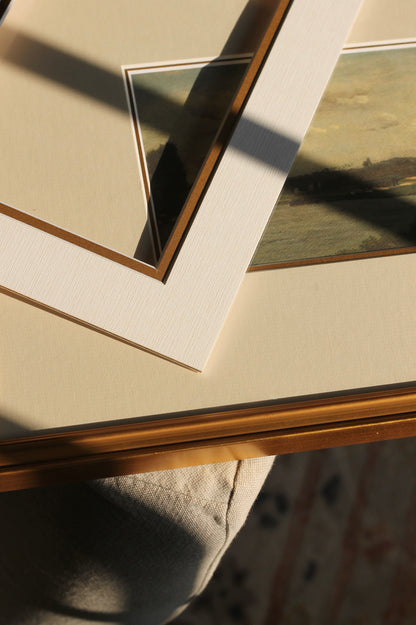 Gold Accent Mat Boards - Off-White Linen with Gold Interior