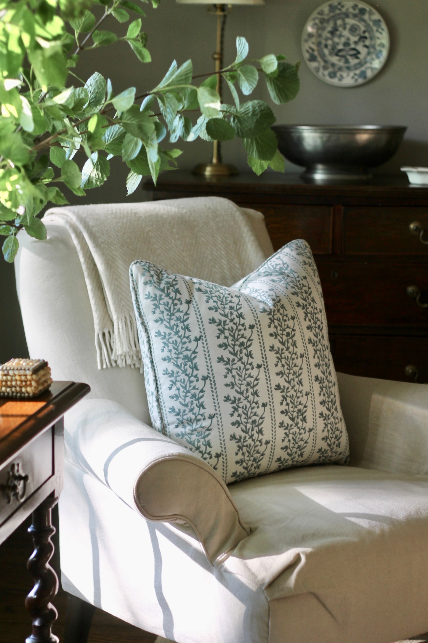 Boxwood in Slate/Navy Pillow Covers