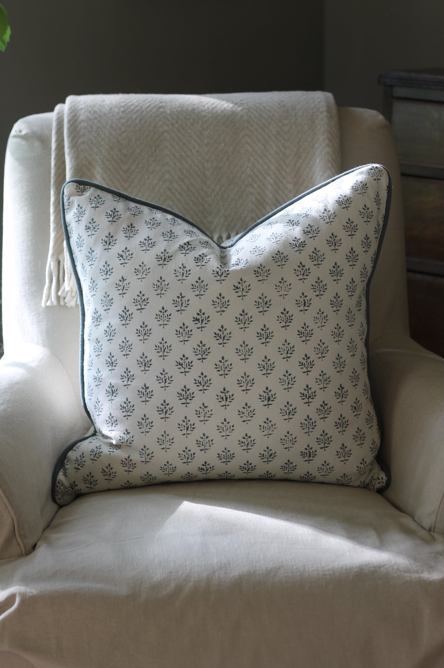 Privet Berry in Navy Pillow Covers