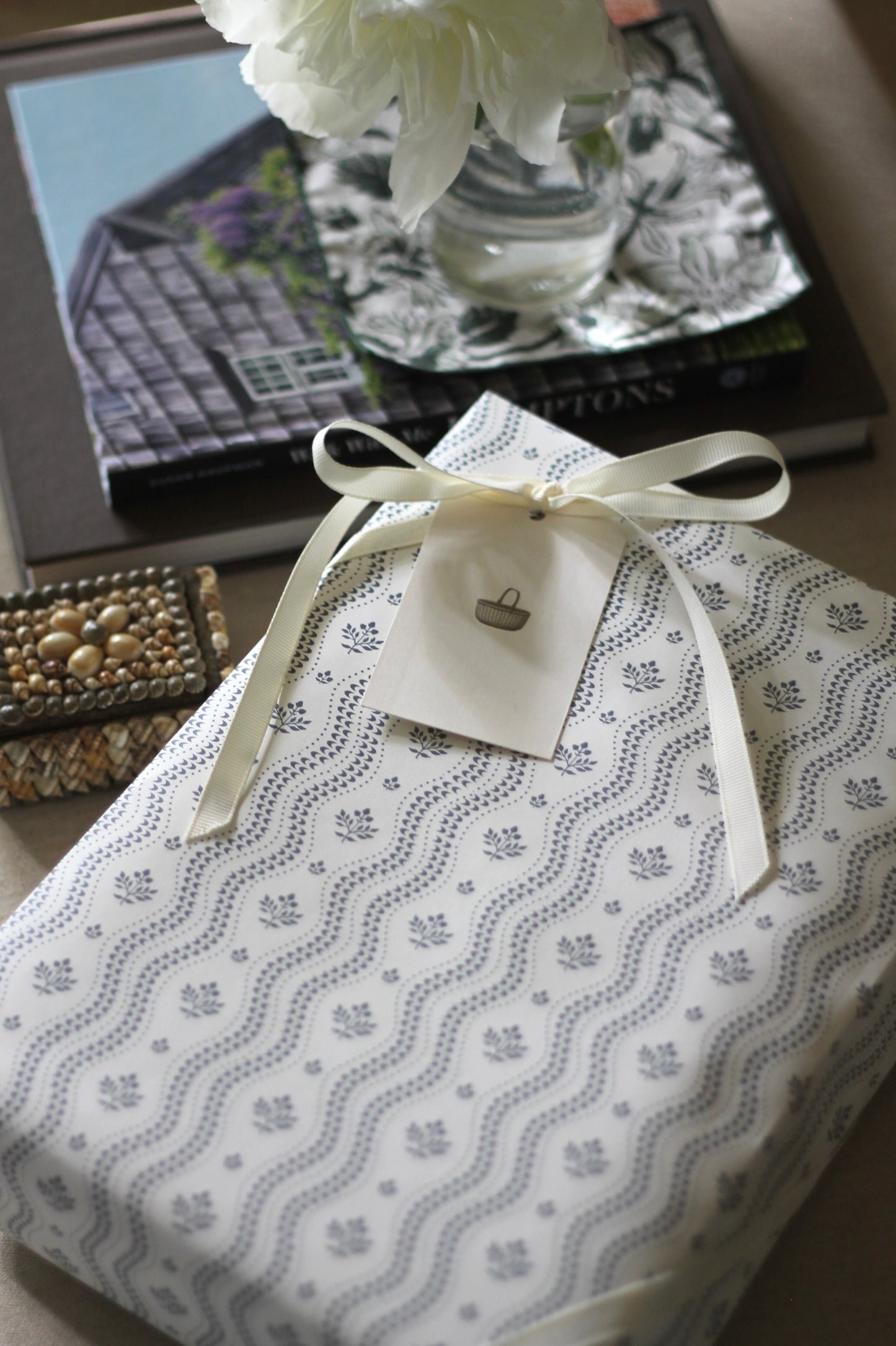 Privet Berry Wrapping Paper in Navy