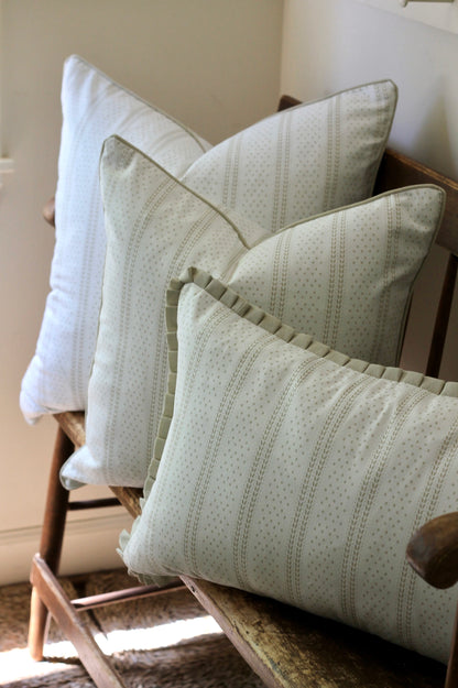 Dot & Leaf Ticking Pillow Covers in Cream