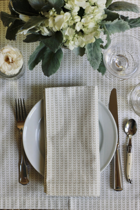 Dot & Leaf in Cream Napkins & Table Linens