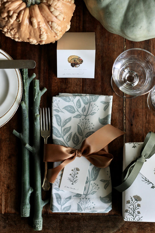 Privet Hedge in English Blue Napkins & Table Linens