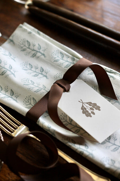 Privet Sprig in English Blue Napkins & Table Linens