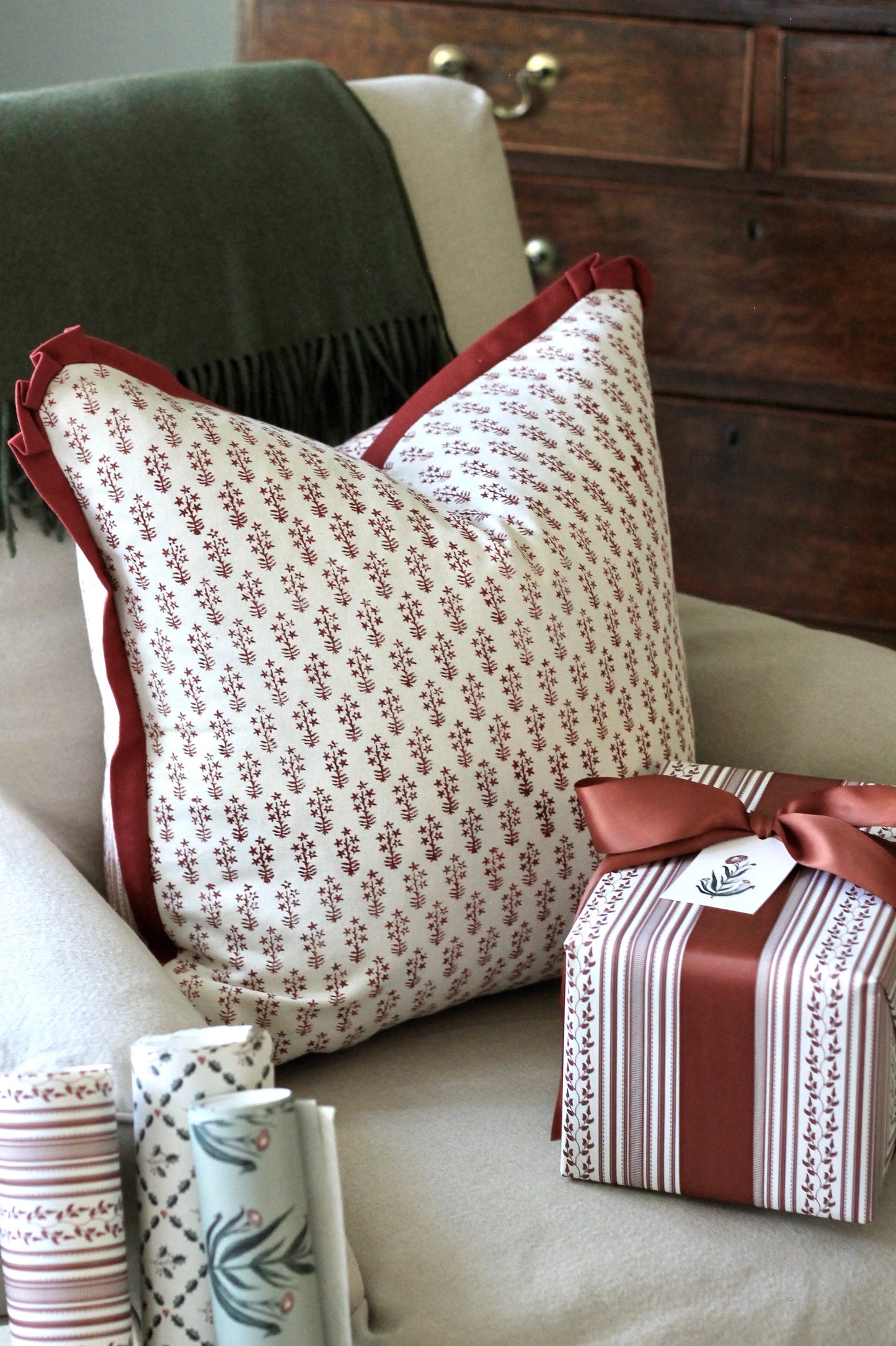 Emma & Claire in Red Reversible Pillow Covers | 3 Sizes