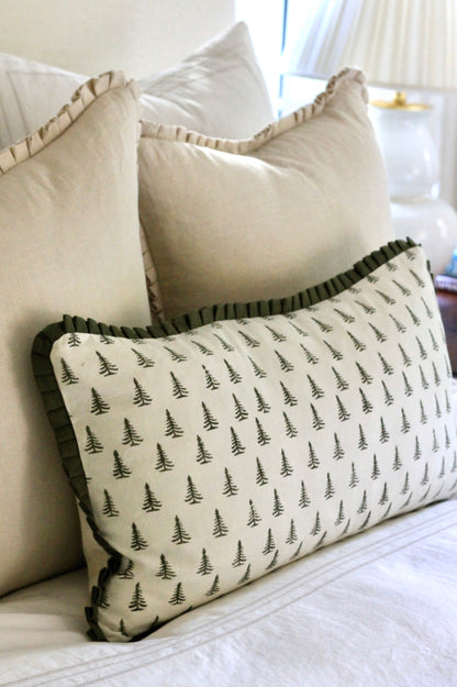 Green Tree Pillows with Green Flange