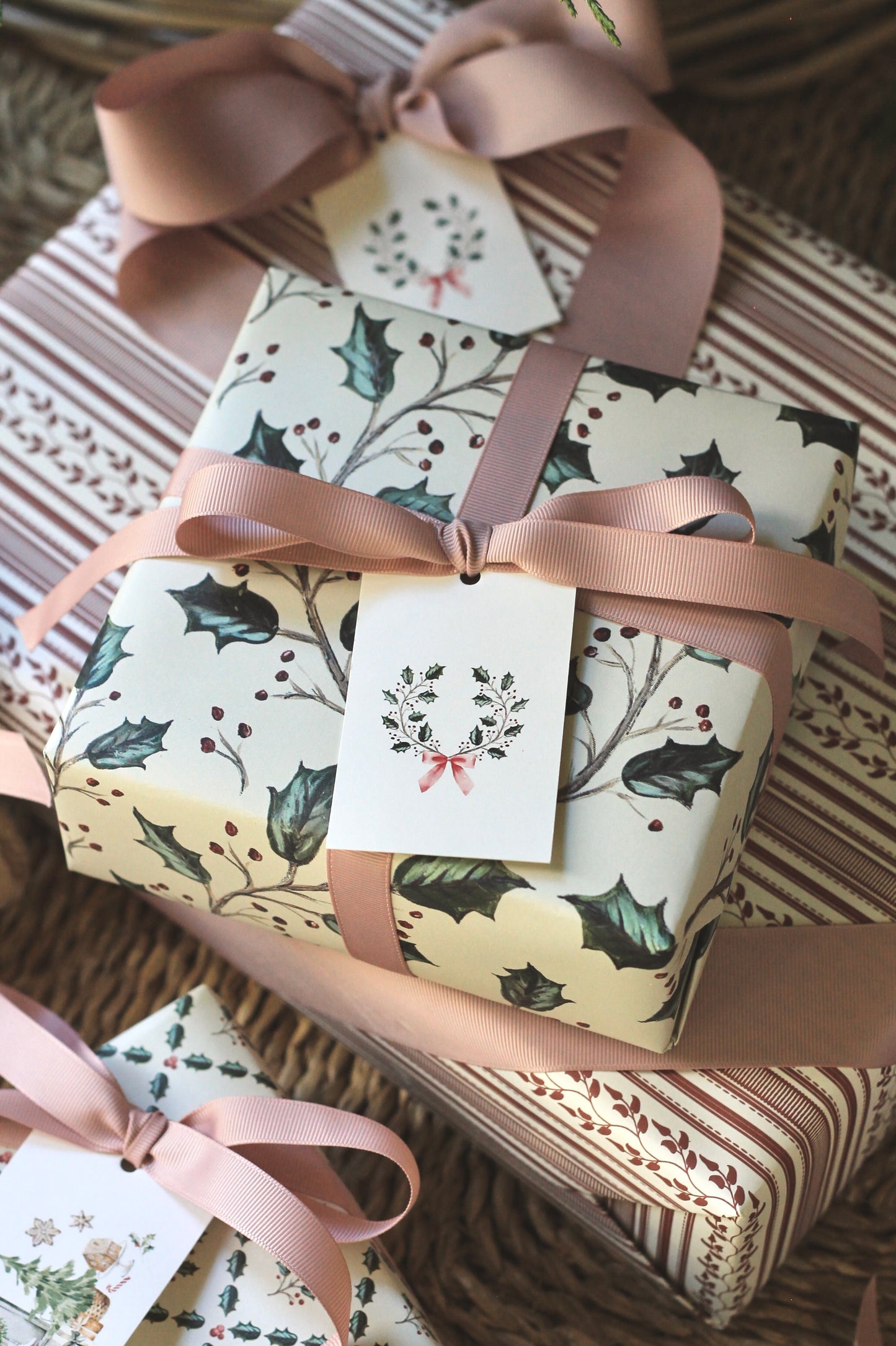 JSH + Whittney Parkinson Holly Wrapping Papers - 4 sheets