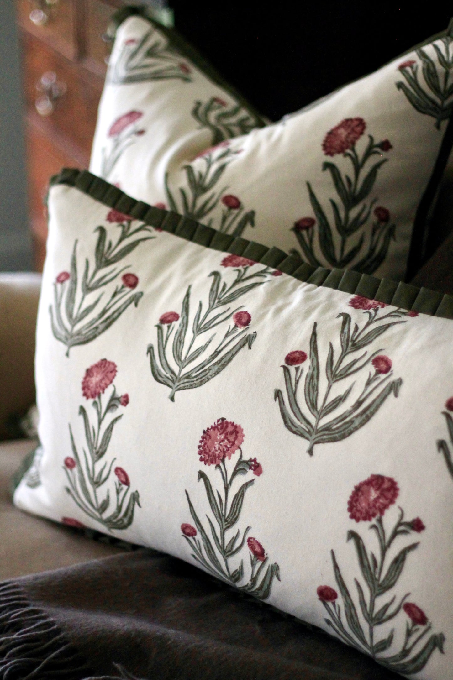 Amanda Pillow Covers | Moss Trim