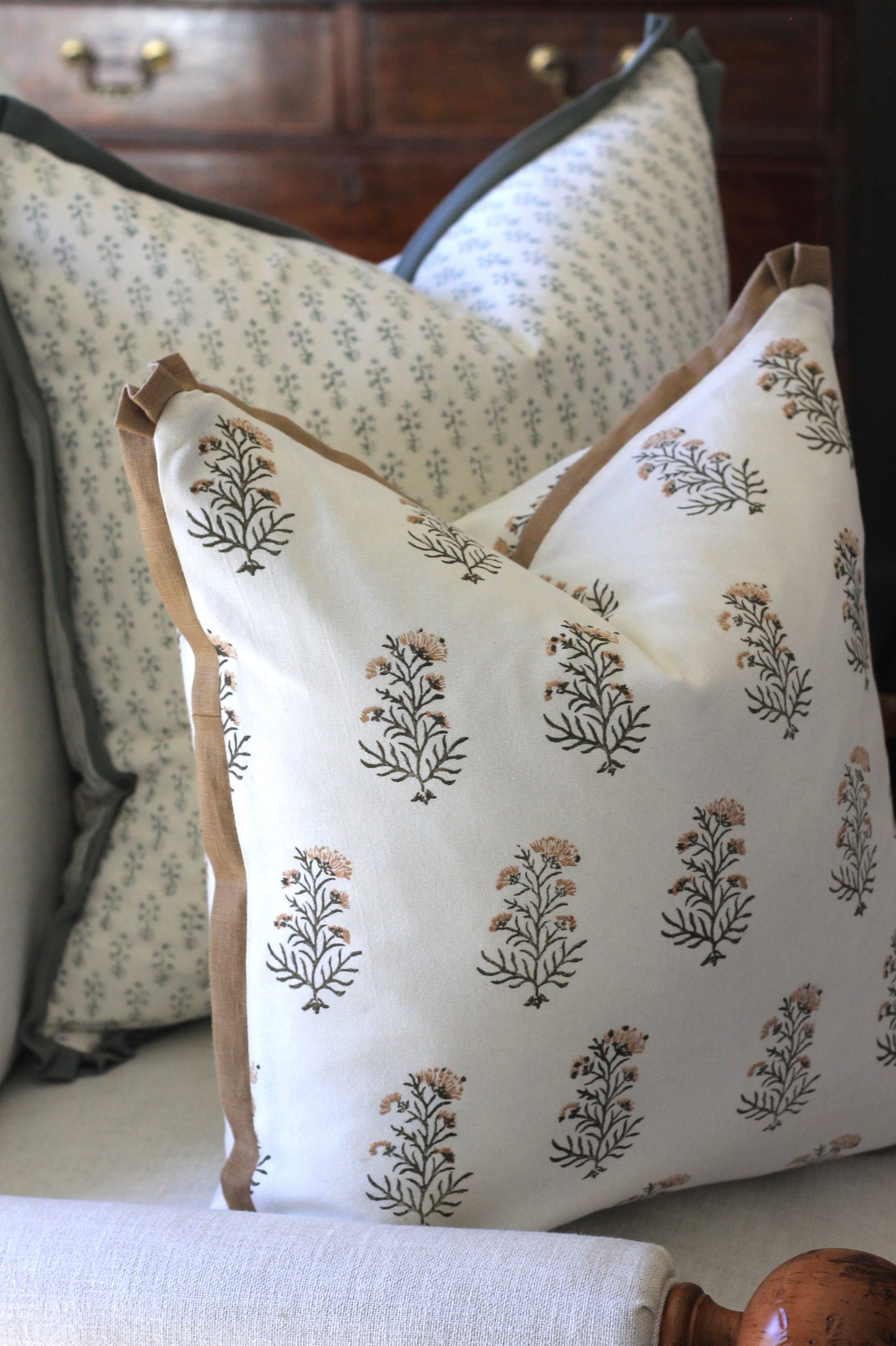 Charlotte Pillow Covers | Gold Trim