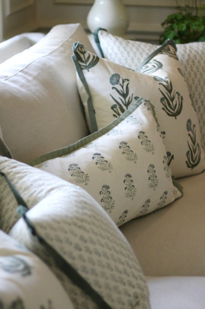 Emma in Deep Green Pillow Covers | Green Trim